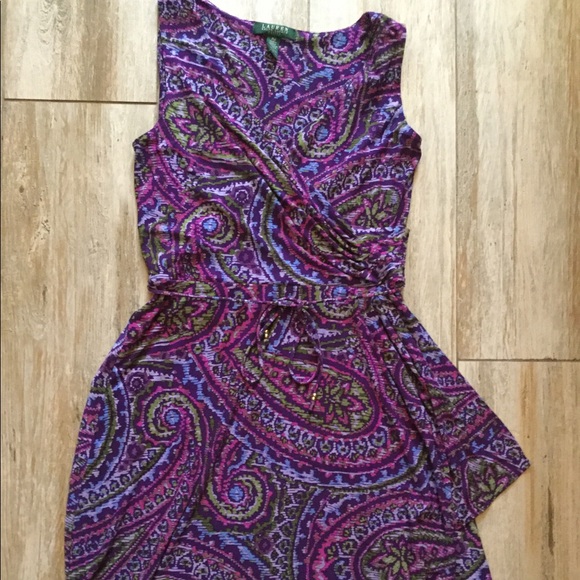 Lauren faux wrap sleeveless dress, Purple, Medium - Picture 2 of 8